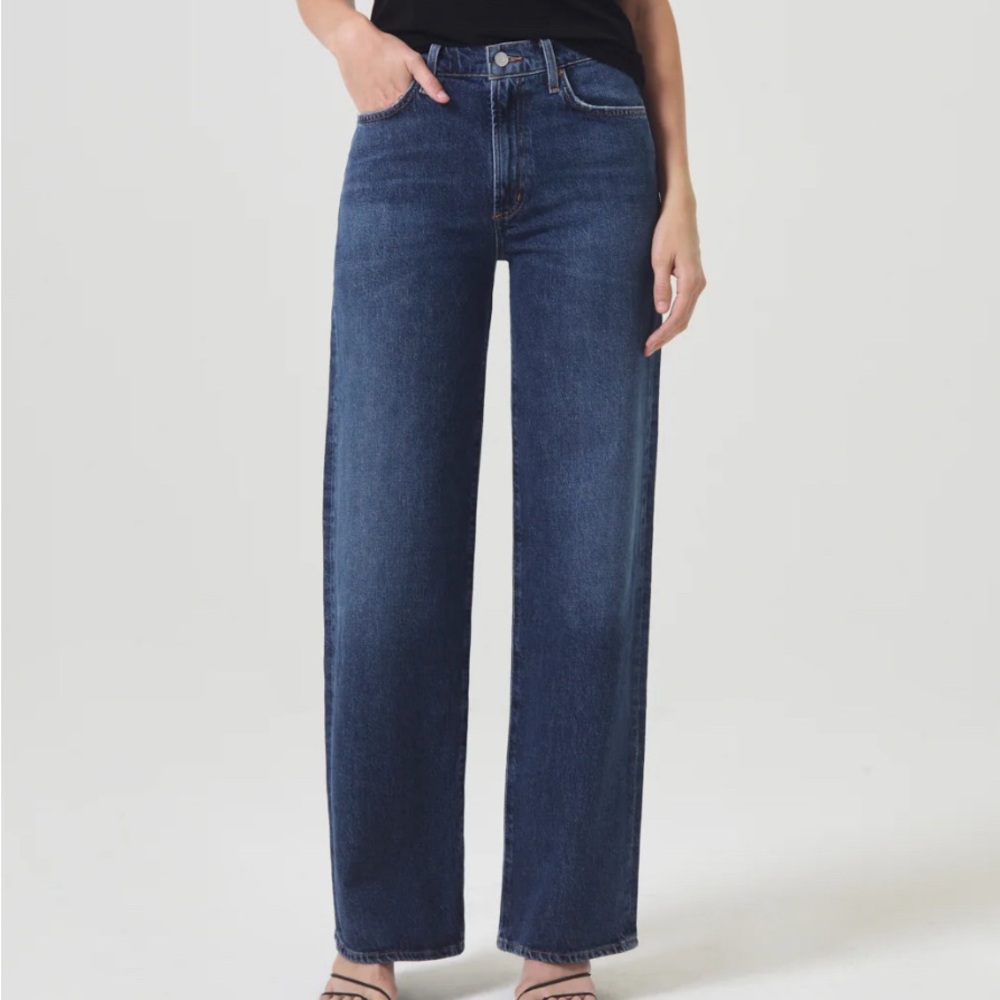 AGOLDE Harper Mid-Rise Wide-Leg Dark Wash Jeans Size 27